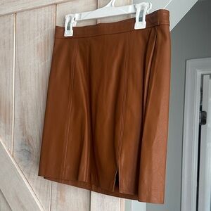 Shinestar Tan Leather Mini Skirt